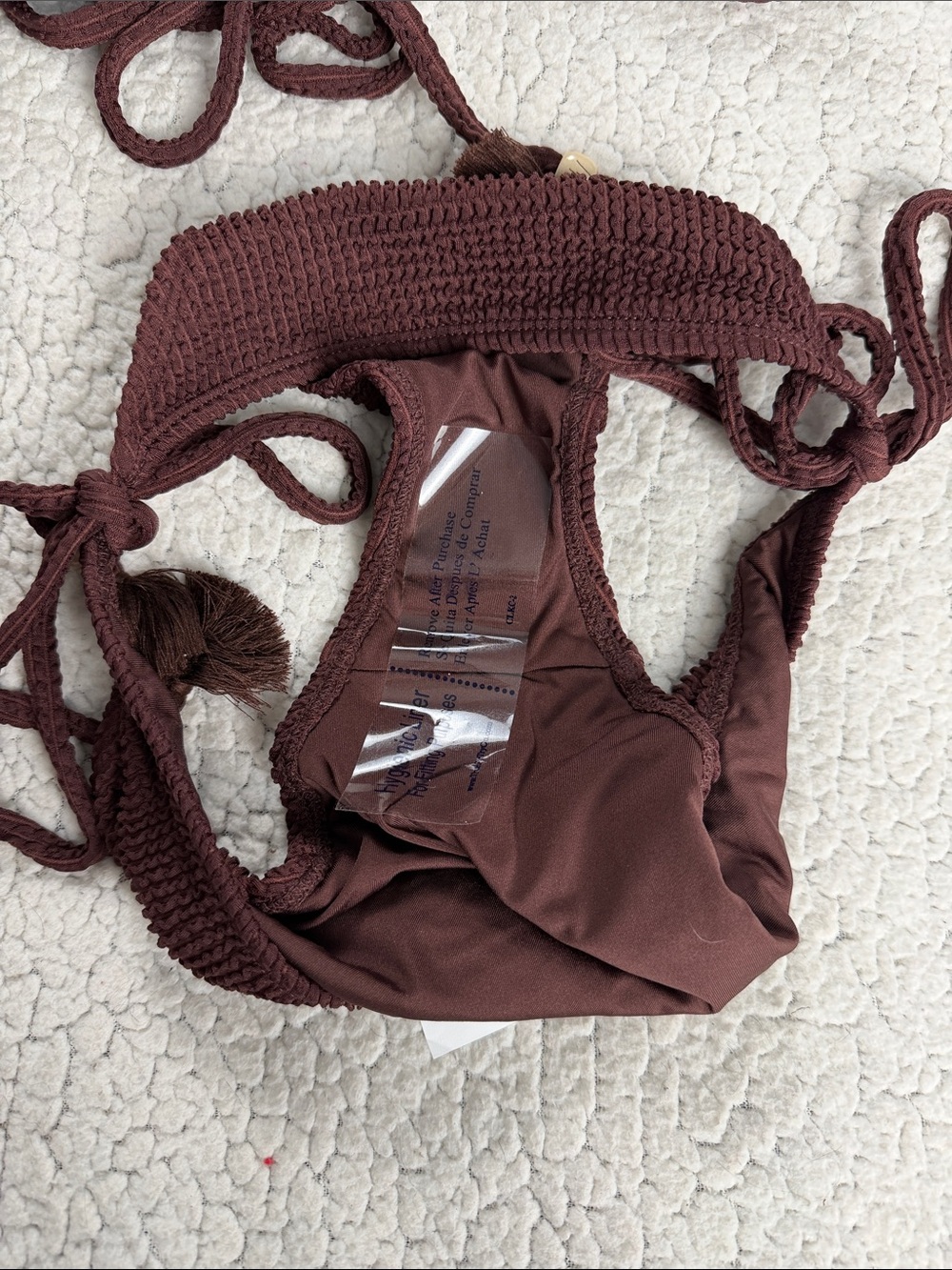 Lucky Brand Deep Brown Tie-Side Bikini with Fringe Accents - Picture 7 of 8